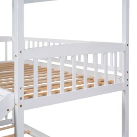 House Shaped Low Twin Over Twin Bunk Bed With Slide