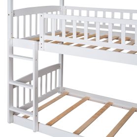 House Shaped Low Twin Over Twin Bunk Bed With Slide