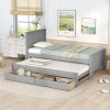 Twin Size Platform Bed with Trundle and Drawers