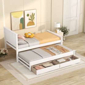 Twin Size Daybed With Trundle And 2 Drawers