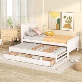 Twin Size Daybed With Trundle And 2 Drawers