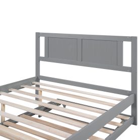 Full Size Platform Bed with Adjustable Trundle