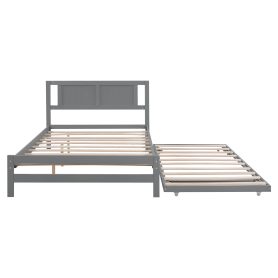 Full Size Platform Bed with Adjustable Trundle