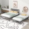 Full Size Platform Bed with Adjustable Trundle