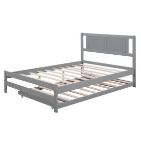Full Size Platform Bed with Adjustable Trundle