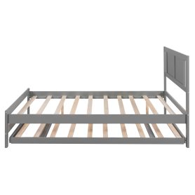 Full Size Platform Bed with Adjustable Trundle