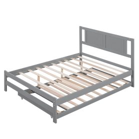 Full Size Platform Bed with Adjustable Trundle