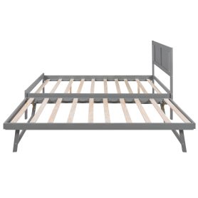 Full Size Platform Bed with Adjustable Trundle