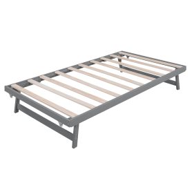 Full Size Platform Bed with Adjustable Trundle