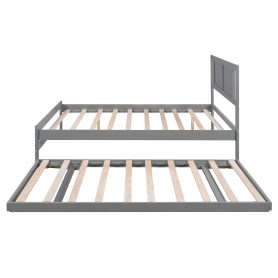Full Size Platform Bed with Adjustable Trundle