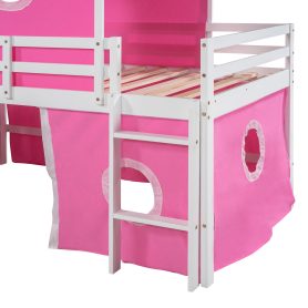 Twin Size Bunk Bed With Slide, Tent And Tower