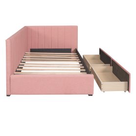Upholstered Twin Size Daybed With 2 Storage Drawers