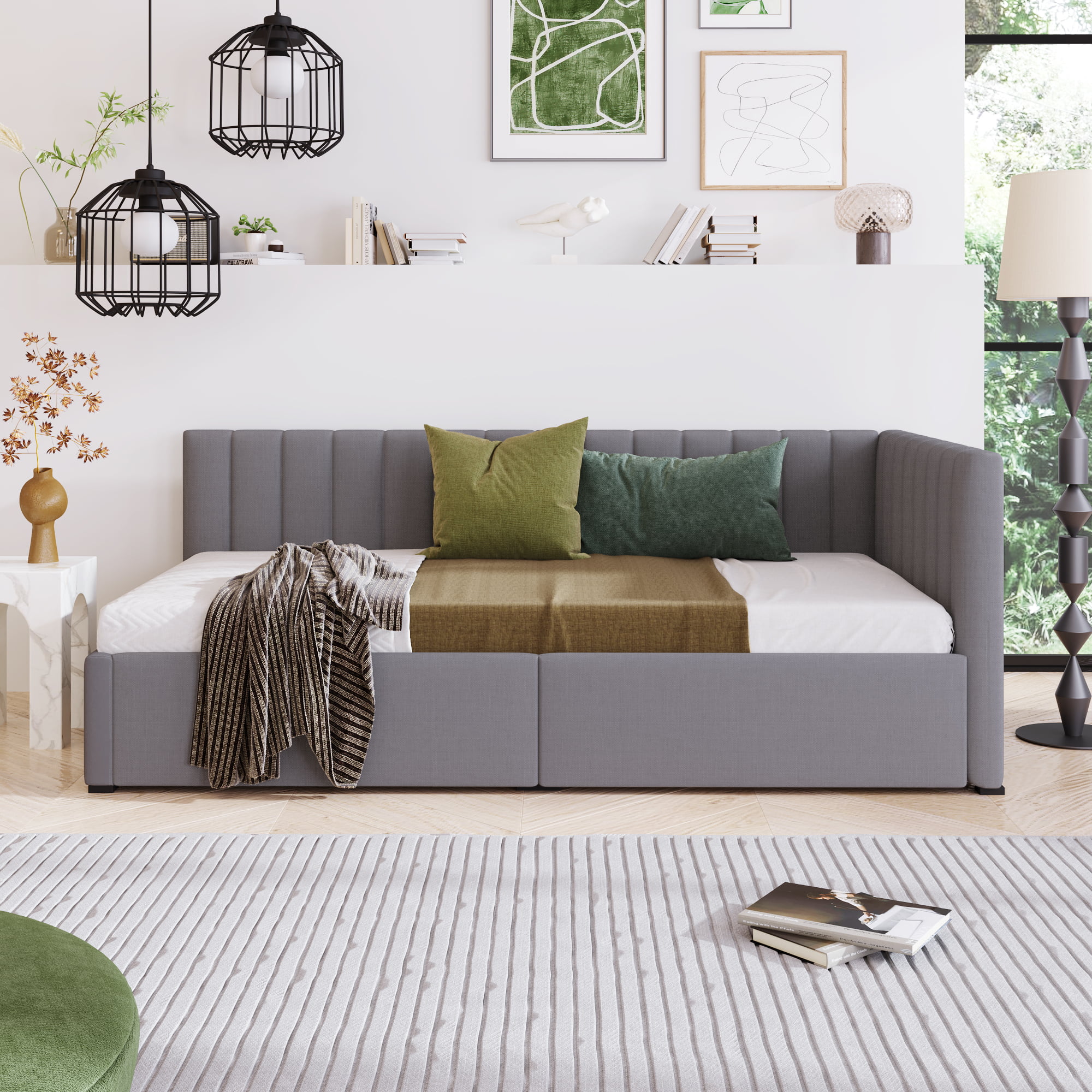 Upholstered Twin Size Daybed With 2 Storage Drawers