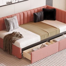 Upholstered Twin Size Daybed With 2 Storage Drawers