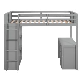 Twin Size Loft Bed With Ladder, Shelves, And Desk