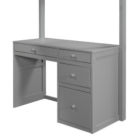 Twin Size Loft Bed With Ladder, Shelves, And Desk