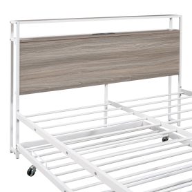 Metal Full Size Platform Bed Frame With Trundle, USB Ports And Slat Support 22 Metal Full Size Platform Bed Frame With Trundle, USB Ports And Slat Support