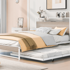 Metal Full Size Platform Bed Frame With Trundle, USB Ports And Slat Support 23 Metal Full Size Platform Bed Frame With Trundle, USB Ports And Slat Support