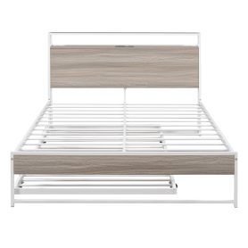 Metal Full Size Platform Bed Frame With Trundle, USB Ports And Slat Support 17 Metal Full Size Platform Bed Frame With Trundle, USB Ports And Slat Support
