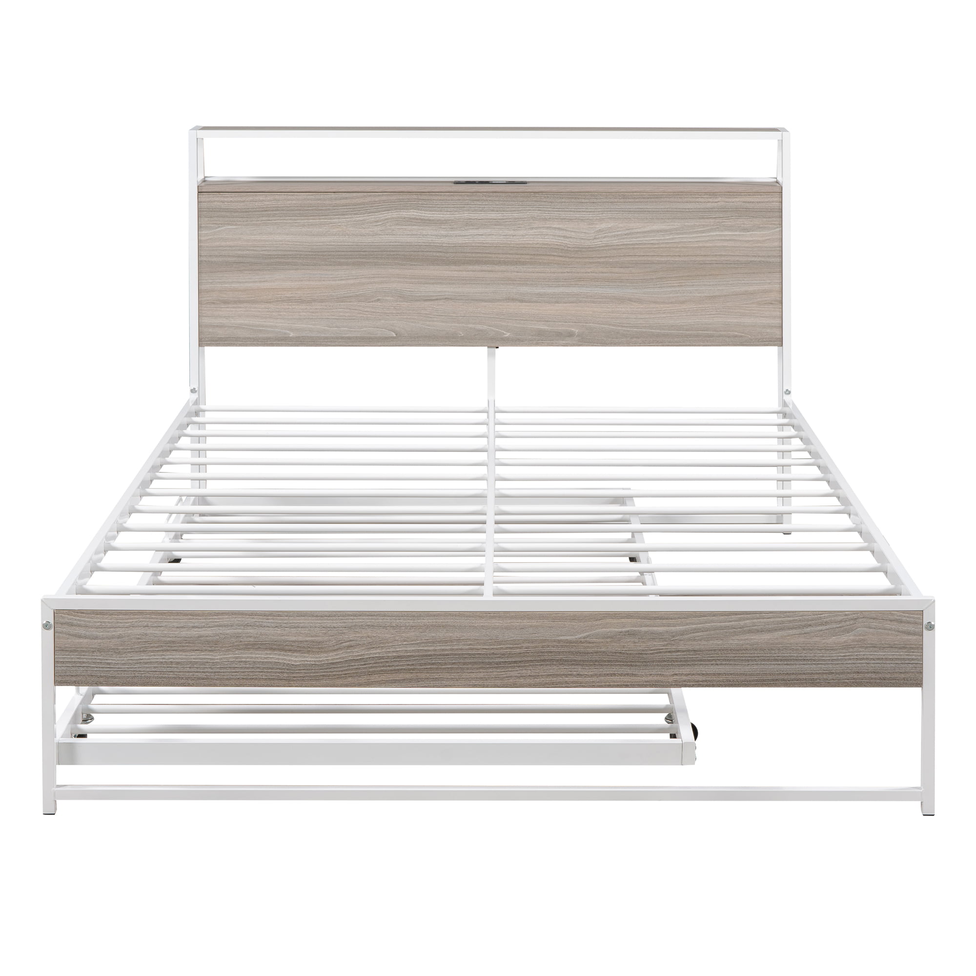 Metal Full Size Platform Bed Frame With Trundle, USB Ports And Slat Support 7 Metal Full Size Platform Bed Frame With Trundle, USB Ports And Slat Support