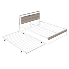 Metal Full Size Platform Bed Frame With Trundle, USB Ports And Slat Support 15 Metal Full Size Platform Bed Frame With Trundle, USB Ports And Slat Support