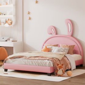 Bunny Ears Full Size Upholstered Leather Platform Bed