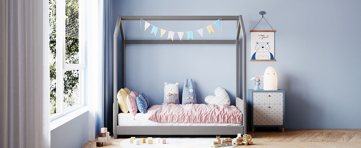 Wood Velvet Twin Size House Bed 12 Wood Twin Size Velvet House Bed