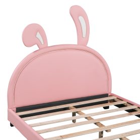 Bunny Ears Full Size Upholstered Leather Platform Bed