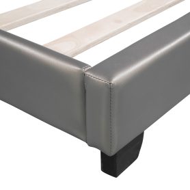 Bunny Ears Twin Size Upholstered Leather Platform Bed