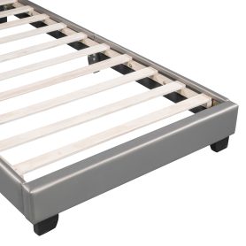 Bunny Ears Twin Size Upholstered Leather Platform Bed