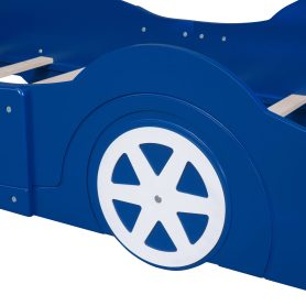 Race Car Shaped Twin Size Platform Bed With Four Wheels