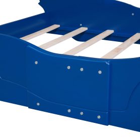 Race Car Shaped Full Size Platform Bed With Four Wheels