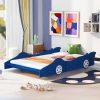 Race Car Shaped Full Size Platform Bed With Four Wheels
