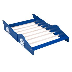 Race Car Shaped Full Size Platform Bed With Four Wheels