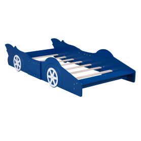 Race Car Shaped Twin Size Platform Bed With Four Wheels