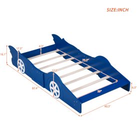Race Car Shaped Twin Size Platform Bed With Four Wheels
