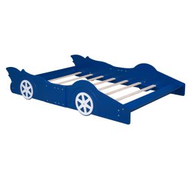 Race Car Shaped Full Size Platform Bed With Four Wheels