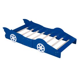 Race Car Shaped Twin Size Platform Bed With Four Wheels