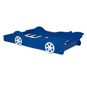 Race Car Shaped Twin Size Platform Bed With Four Wheels