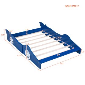 Race Car Shaped Full Size Platform Bed With Four Wheels