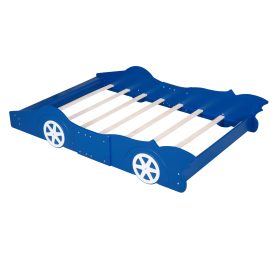 Race Car Shaped Full Size Platform Bed With Four Wheels