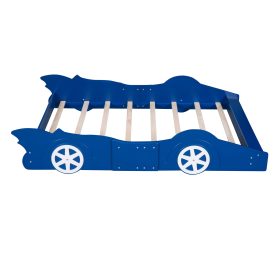 Race Car Shaped Full Size Platform Bed With Four Wheels