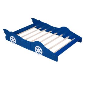 Race Car Shaped Full Size Platform Bed With Four Wheels