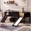 Twin Size Loft Bed Wood Bed With Two Storage Boxes