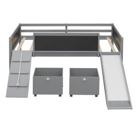 Wood Twin Size Loft Bed With Two Storage Boxes