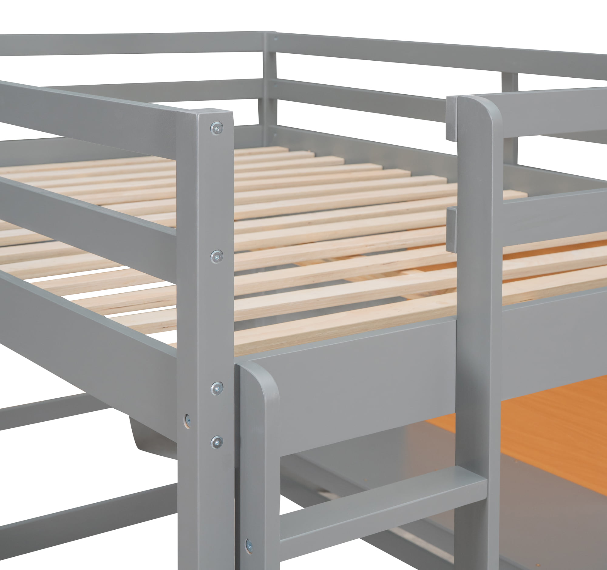 Wooden Full Size Loft Bed With Desk, Writing Board and Cabinet 10 Wooden Full Size Loft Bed With Desk, Writing Board and Cabinet