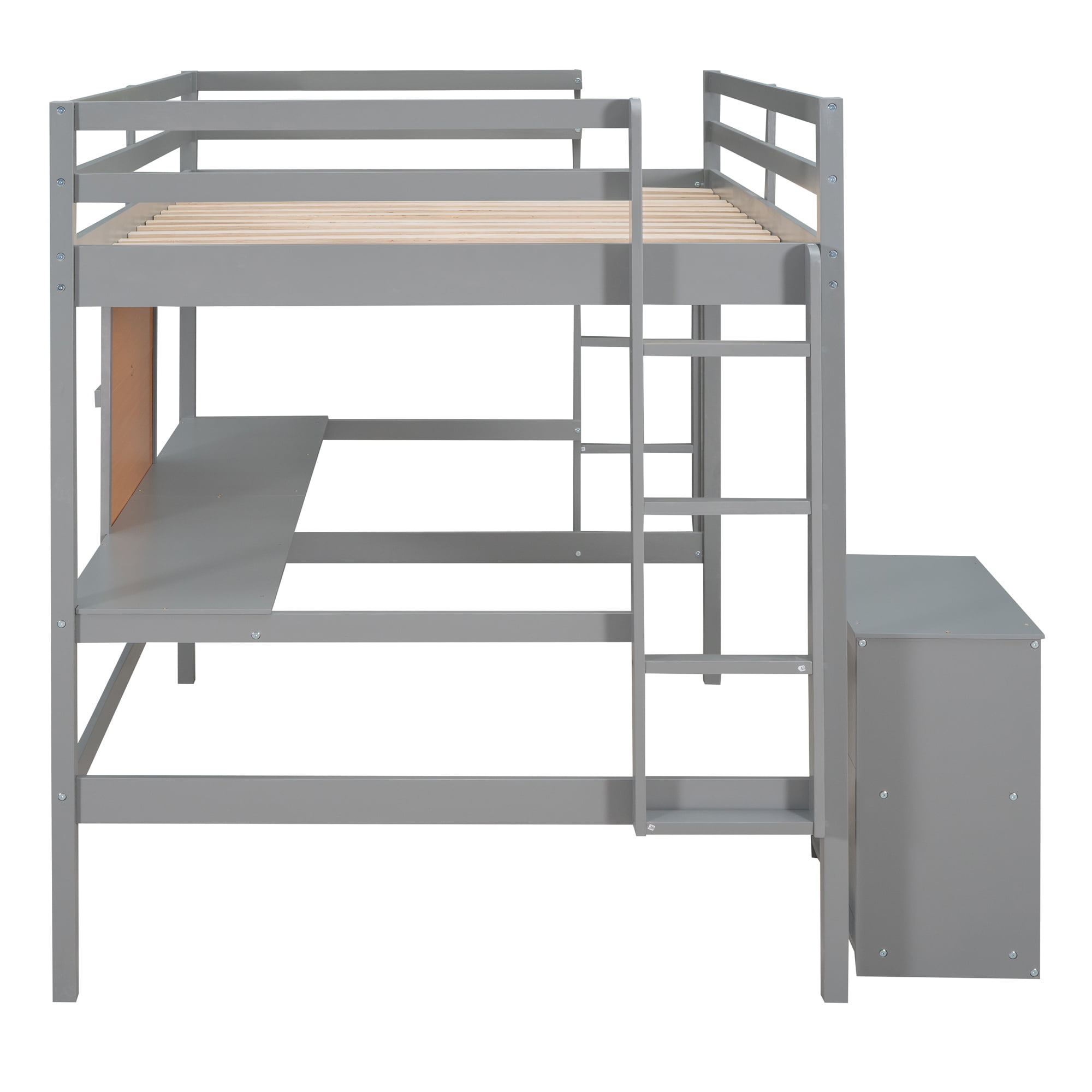 Wooden Full Size Loft Bed With Desk, Writing Board and Cabinet 15 Wooden Full Size Loft Bed With Desk, Writing Board and Cabinet