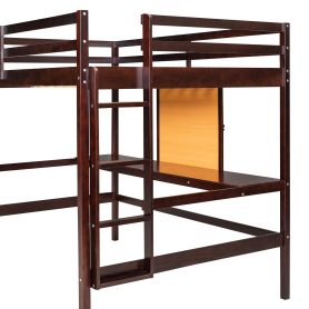 Wooden Twin Size Loft Bed With Desk, Writing Board and Cabinet