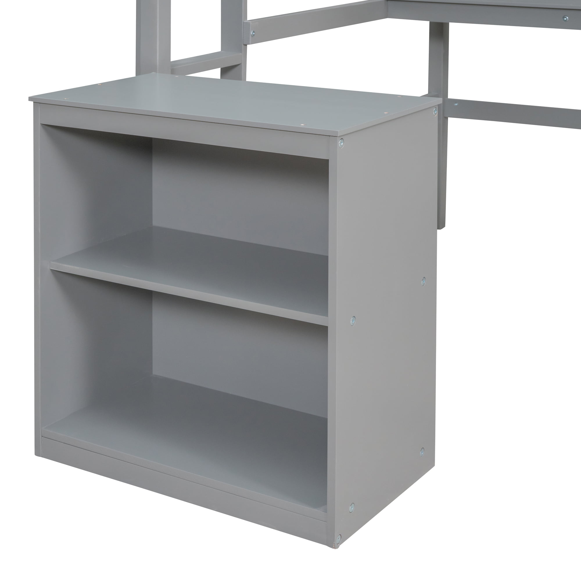 Wooden Full Size Loft Bed With Desk, Writing Board and Cabinet 12 Wooden Full Size Loft Bed With Desk, Writing Board and Cabinet