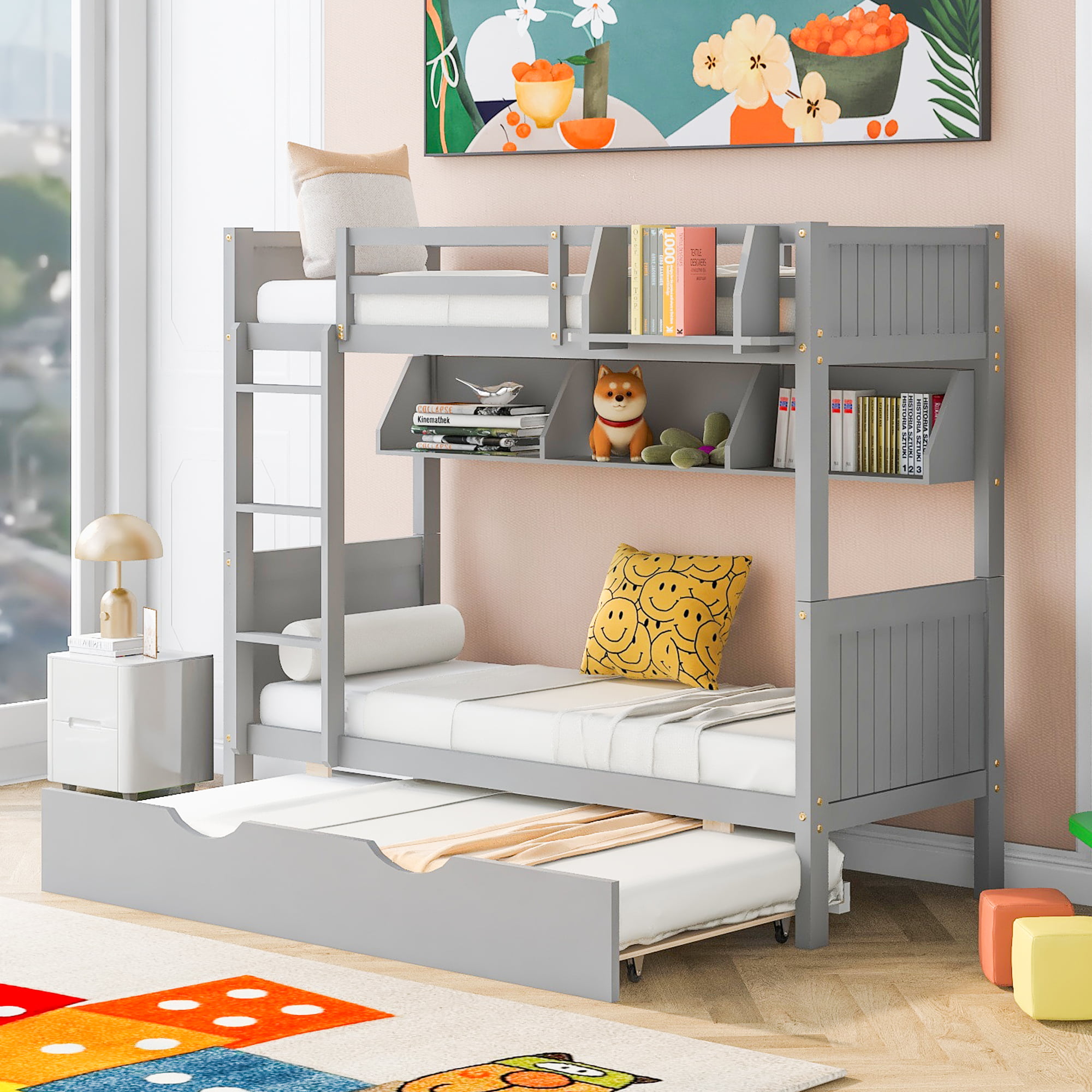 Assembly Instruction For LT000561AAE 7 Twin Over Twin Bunk Bed With Twin Size Trundle and Bookshelf
